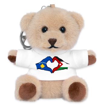 Kosovo Jordanien Flagge Hände Herzforn - Teddy Schlüsselanhänger - Weiß - Vorne