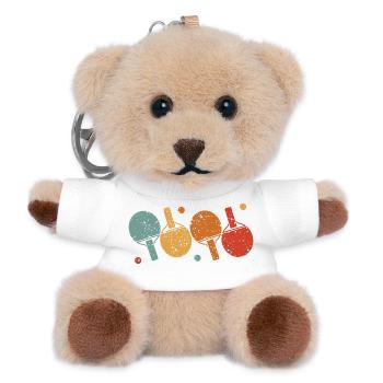 Retro Tischtennisschläger Für Ping-Pong Spieler - Teddy Schlüsselanhänger - Weiß - Vorne