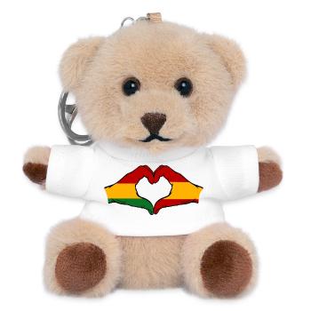 Bolivien Spanien Flagge Hände Herzform - Teddy Schlüsselanhänger - Weiß - Vorne