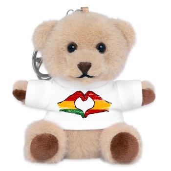 Bolivien Spanien Flagge Hände Herzform used - Teddy Schlüsselanhänger - Weiß - Vorne
