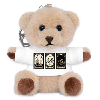 Kaffee Liebhaber Radfahrer Sternenhimmel - Teddy Schlüsselanhänger - Weiß - Vorne