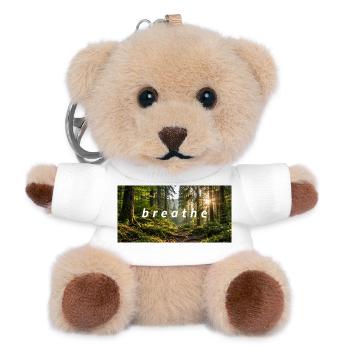 T-Shirt mit Wald-Design: Atmen - Teddy Schlüsselanhänger - Weiß - Vorne