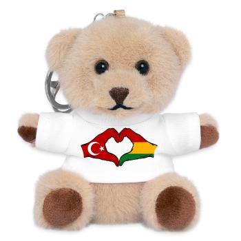 Bolivien Türkei Flagge Hände Herzform - Teddy Schlüsselanhänger - Weiß - Vorne