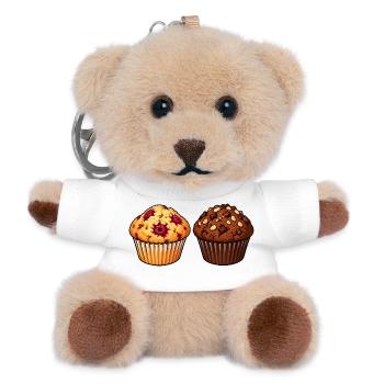 Muffin-Duo Himbeer Schoko - Teddy Schlüsselanhänger - Weiß - Vorne