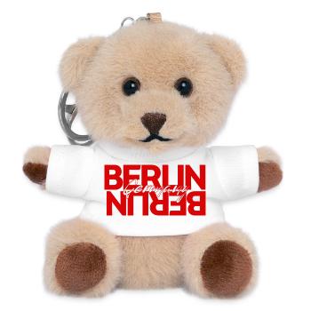 Berlin Germany – Roter Hauptstadt-Schriftzug - Teddy Schlüsselanhänger - Weiß - Vorne