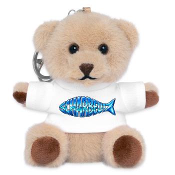 Scharbeutz Blaues Fischlogo am Meer - Teddy Schlüsselanhänger - Weiß - Vorne