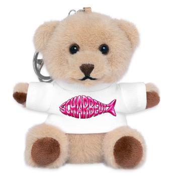Scharbeutz Fischschrift Pink - Teddy Schlüsselanhänger - Weiß - Vorne