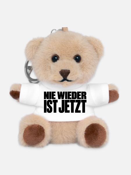 Nie wieder ist jetzt – Statement gegen Rechts - Teddy Schlüsselanhänger - Weiß