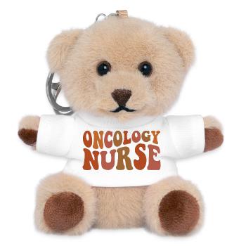 Onkologie-Krankenschwester – Krebspflege-Pflegegeschenk - Teddy Schlüsselanhänger - Weiß - Vorne