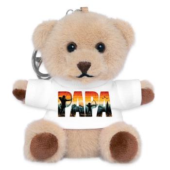 Papa Bogenschießen Retro Vater & Kind - Teddy Schlüsselanhänger - Weiß - Vorne