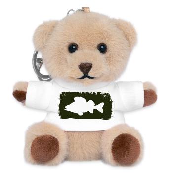 Barsch im Farbstrich - grün - Teddy Schlüsselanhänger - Weiß - Vorne