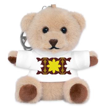 Kaleidoskop Gelb-Maron Muster - Teddy Schlüsselanhänger - Weiß - Vorne