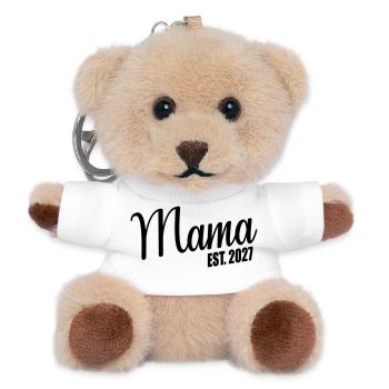 Baby verkünden, Mama 2027 - Teddy Schlüsselanhänger - Weiß - Vorne