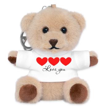 Drei Herzen in Bewegung - Teddy Schlüsselanhänger - Weiß - Vorne