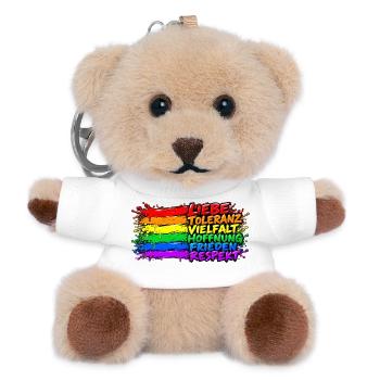 Regenbogenfrieden Liebe Vielfalt - Teddy Schlüsselanhänger - Weiß - Vorne