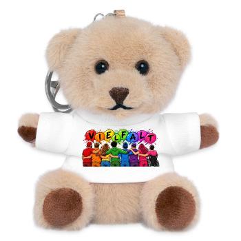 Vielfalt verbindet – Gemeinsam sind wir bunt - Teddy Schlüsselanhänger - Weiß - Vorne
