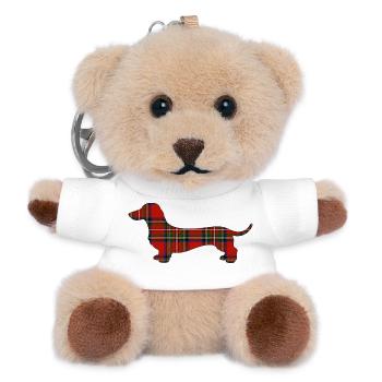 Tartan-Wursthund | Pyrenäenlinien-Labor - Teddy Schlüsselanhänger - Weiß - Vorne