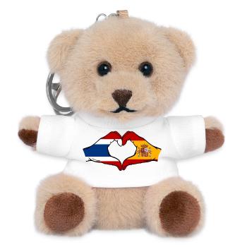 Thailand Spanien Flagge Hände Herzform - Teddy Schlüsselanhänger - Weiß - Vorne