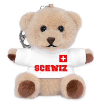 SCHWIZ - SCHWEIZ Trikot Look - mit Fahne Flagge - Teddy Schlüsselanhänger - Weiß - Vorne
