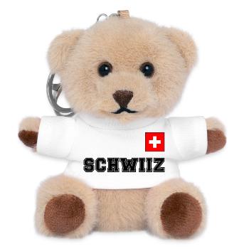 SCHWIIZ - SCHWEIZ Trikot Look - mit Fahne Flagge - Teddy Schlüsselanhänger - Weiß - Vorne