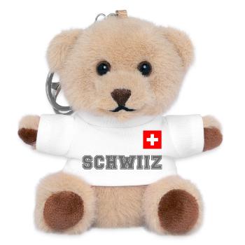 SCHWIIZ - SCHWEIZ Trikot Look - mit Fahne Flagge - Teddy Schlüsselanhänger - Weiß - Vorne