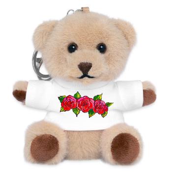 Rosenband im Pinkrot-Design - Teddy Schlüsselanhänger - Weiß - Vorne