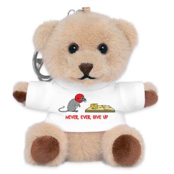 Never ever give up - Teddy Keyring - white - Front