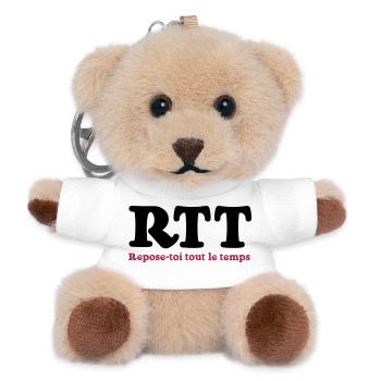 RTT - Rest all the time - Teddy Keyring - white - Front