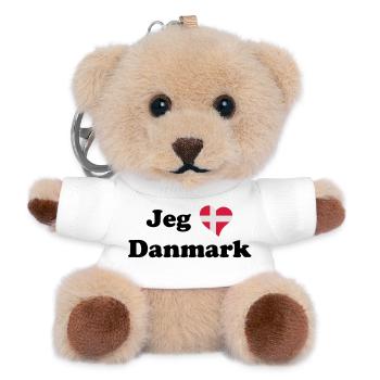 Jeg elsker Danmark - Ich liebe Dänemark - Teddy Schlüsselanhänger - Weiß - Vorne