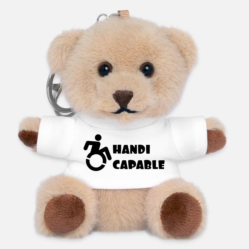 Compétent en fauteuil roulant. Humour handicapé # - Porte-clés ourson - blanc
