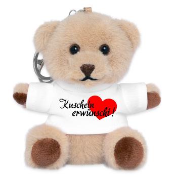 Kuscheln, Kuschelzeit, nur kuscheln, knuddeln - Teddy Schlüsselanhänger - Weiß - Vorne
