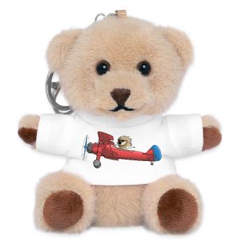 Lion mignon dans l'avion - Porte-clés ourson - blanc - Devant