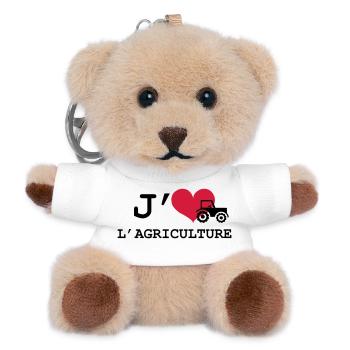 J'aime l'agriculture ! - Porte-clés ourson - blanc - Devant