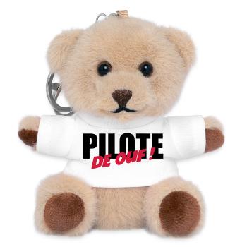 Pilote de ouf ! - Porte-clés ourson - blanc - Devant