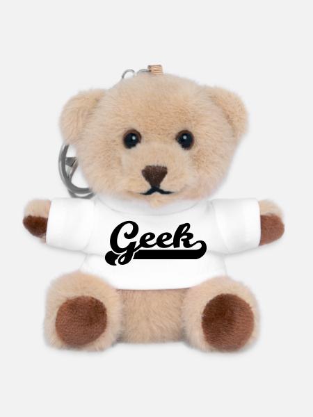 geek - Teddy Keyring - white
