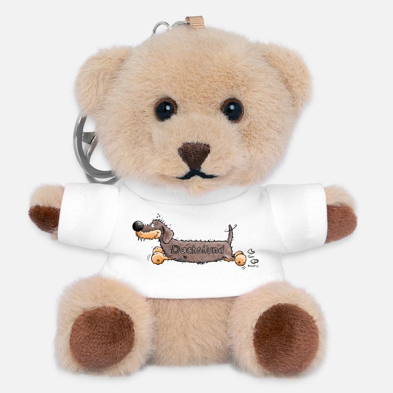 Mignon Dachshund - Porte-clés ourson - blanc