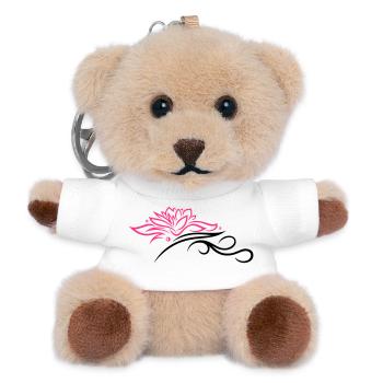 Lotus mit Tribal, Wellness, Yoga - Teddy Schlüsselanhänger - Weiß - Vorne