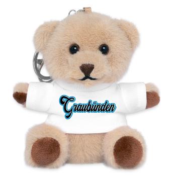 Graubünden Script with Blue Outline - Teddy Keyring - white - Front