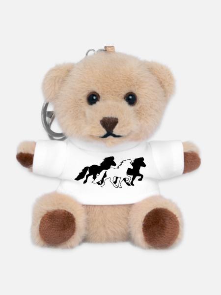 3 edle Islandpferde im Tölt  - Teddy Schlüsselanhänger - Weiß