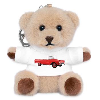 Vintage-rotes Cabriolet - Teddy Schlüsselanhänger - Weiß - Vorne