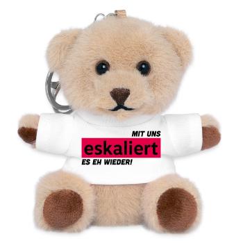 Mit uns eskaliert es eh wieder! - Teddy Schlüsselanhänger - Weiß - Vorne