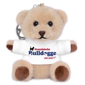 Französische Bulldogge Logo - Teddy Schlüsselanhänger - Weiß - Vorne