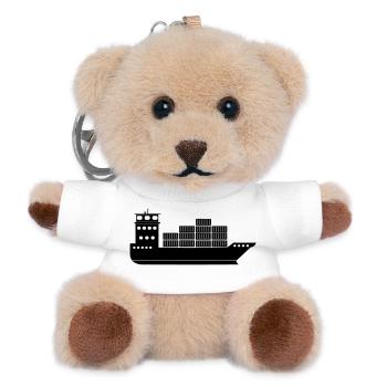 Sea container ship or boat with containers - Teddy Keyring - white - Front