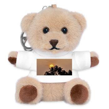 Silhouette Palmen bei Sonnenuntergang - Teddy Schlüsselanhänger - Weiß - Vorne