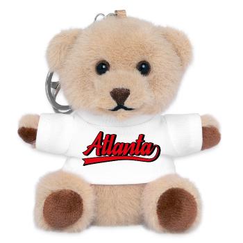 Atlanta Schriftzug Retro Stil Rot - Teddy Schlüsselanhänger - Weiß - Vorne