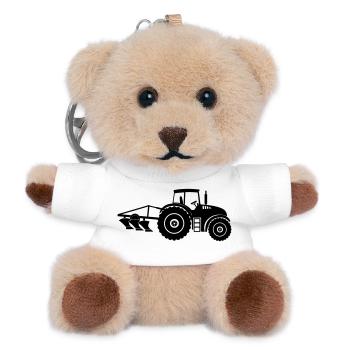 Traktor mit Pflug-Logo-Bauernhof - Teddy Schlüsselanhänger - Weiß - Vorne