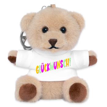 Geburtstagsgrüße Schriftzug Glückwunsch Abschluss - Teddy Schlüsselanhänger - Weiß - Vorne