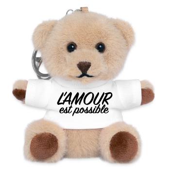 L'amour est possible - Citation Amour - Porte-clés ourson - blanc - Devant