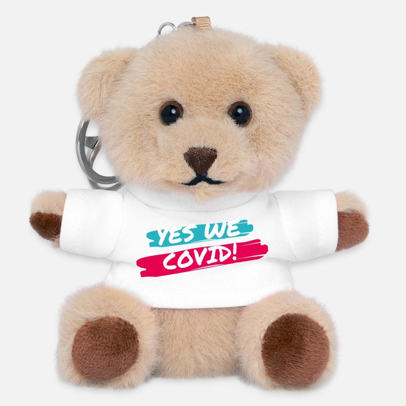 Yes We COVID! - Porte-clés ourson - blanc