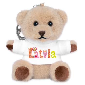 Personalized Latvia Name - Teddy Keyring - white - Front